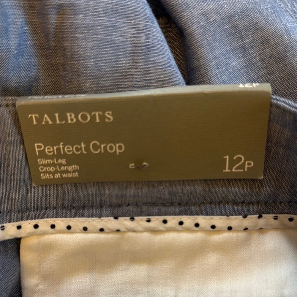 Talbots Blue 100% Cotton Perfect Cropped Ankle Pants #468
